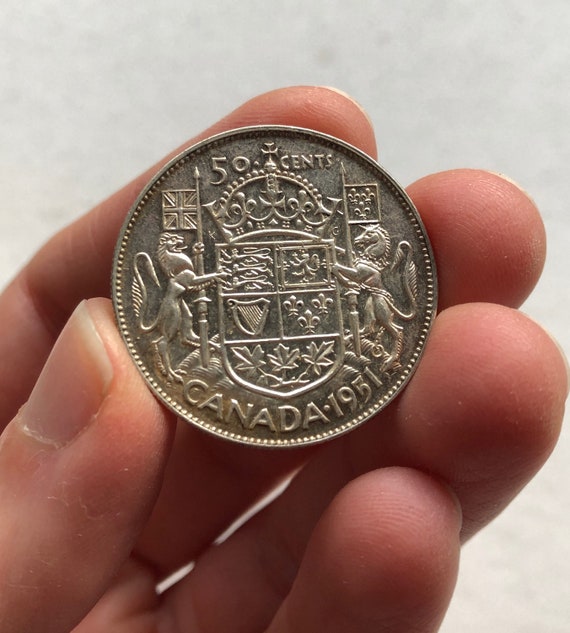Canadian Half Dollar 50 Cent 80% Silver Coin 1951 - Etsy