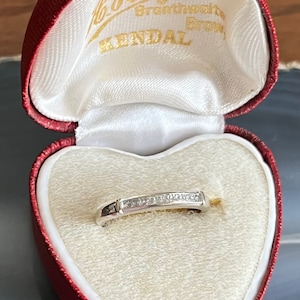Vintage 14K White Gold Channel Set Diamond Wedding Anniversary Stacking Band Ring