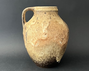 Vintage MCM 1960s West German Pottery Fat Lava Handled Vase