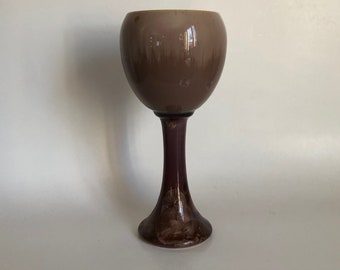 Vintage Lilac Mauve Wizard of Clay Pottery Porcelain Crystalline Tall Wine Goblet