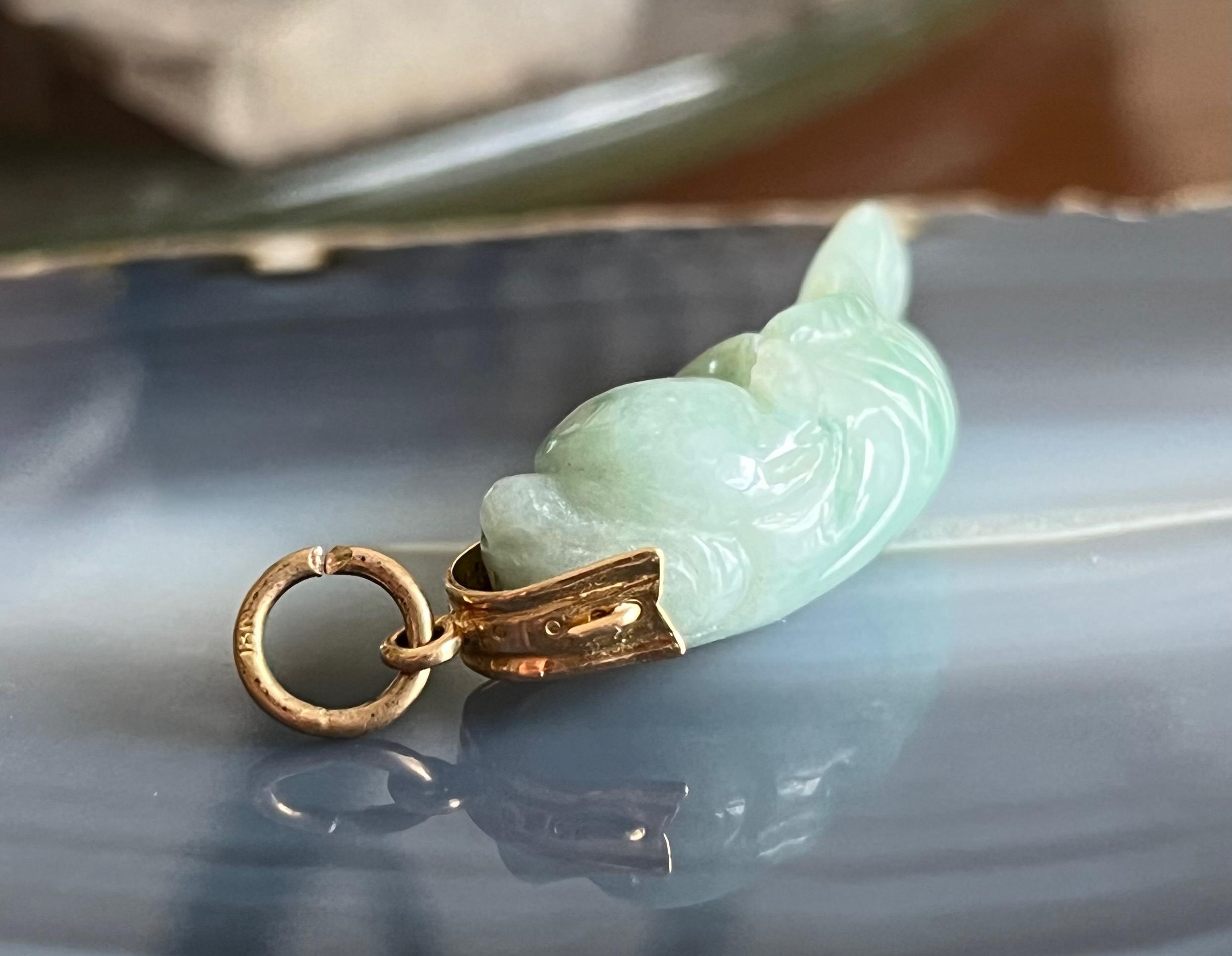 ヴィンテージ 18K ゴールド ジェダイト 鯉 ペンダント - Etsy 日本