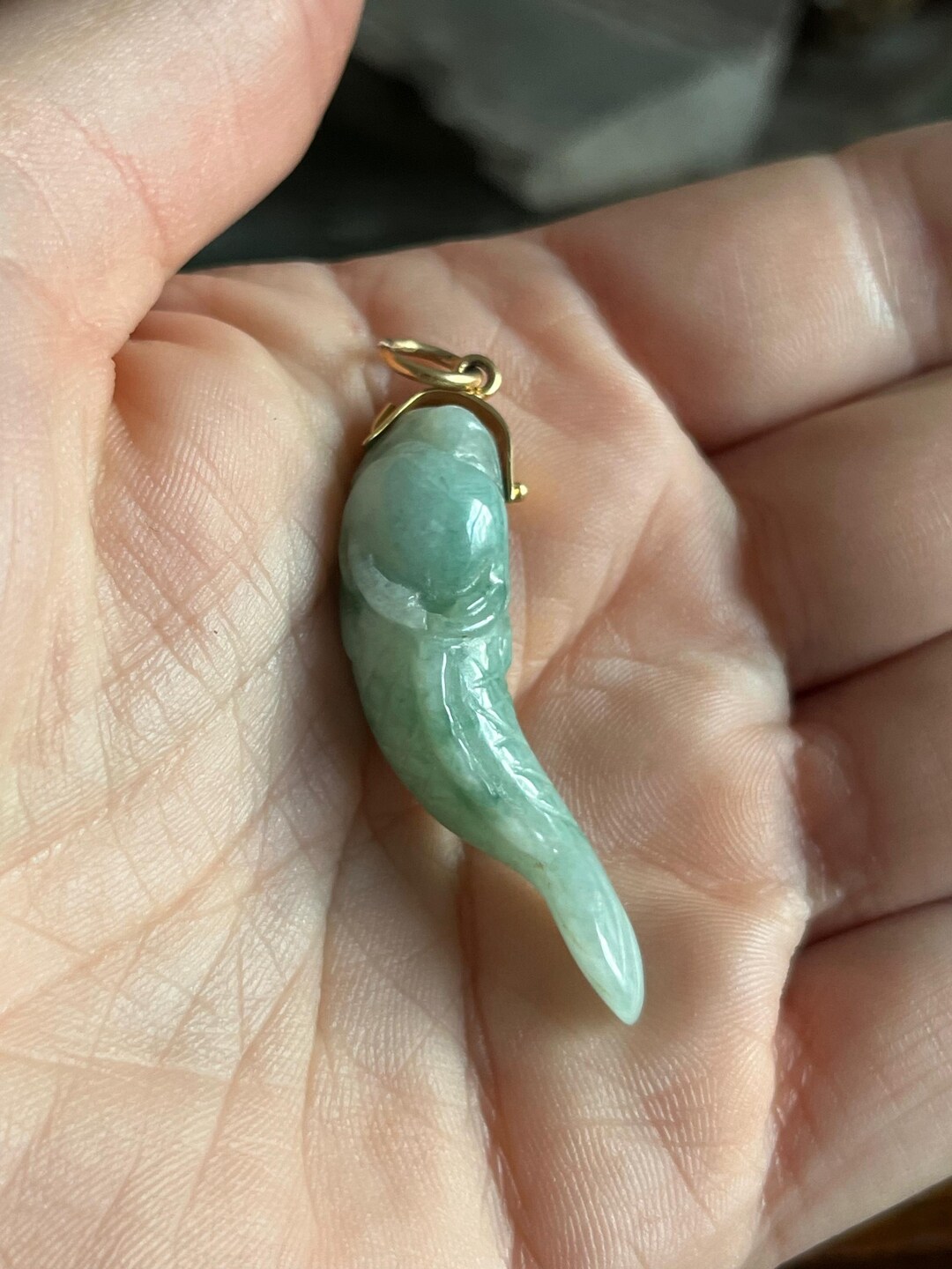 ヴィンテージ 18K ゴールド ジェダイト 鯉 ペンダント - Etsy 日本