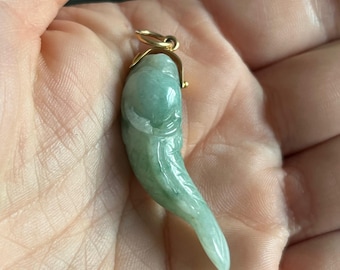 Grade A Jade 3D Koi Fish 錦鯉 Hand-crafted Natural Jadeite Jade