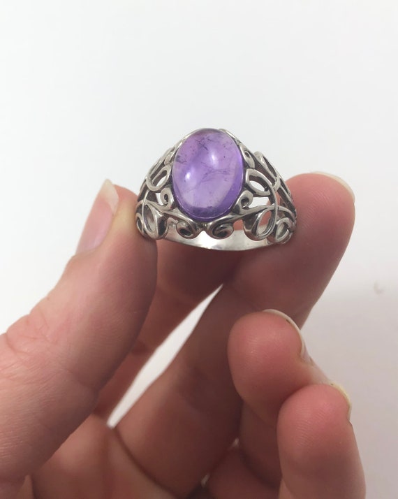 Beautiful Large Cabochon Amethyst in Sterling Sil… - image 5