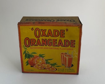 Vintage Oxade Orangeade Advertising Tin General Store Grocery Farmhouse Decor
