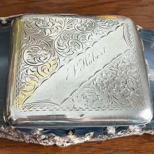 Antique Vintage Birmingham Sterling Silver 1921 or 1946 Sterling Silver Cigarette Case