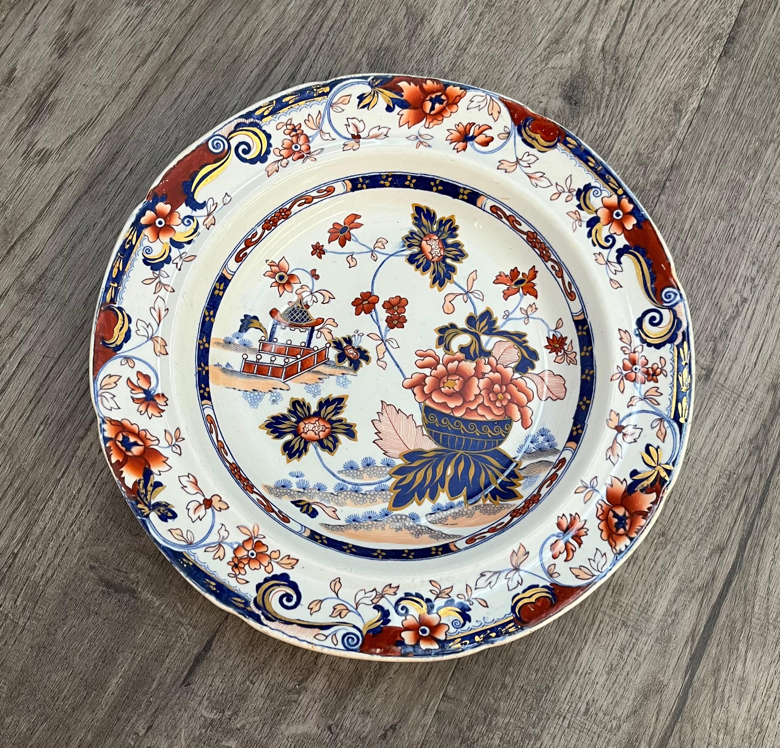 Antique 19th C Minton Amherst Japan Polychrome Imari Stone China