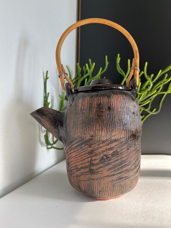 Vintage 1970s Brutalist Hand Made Studio Pottery Teapot or Coffee