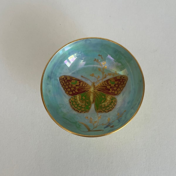 Antique c1920 Aynsley Fairyland Lustre Butterfly Pedestal Bowl Possibly Salt Cellar