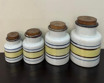 Set of 4 1970s Retro Vintage Stoneware Kitchen Canisters