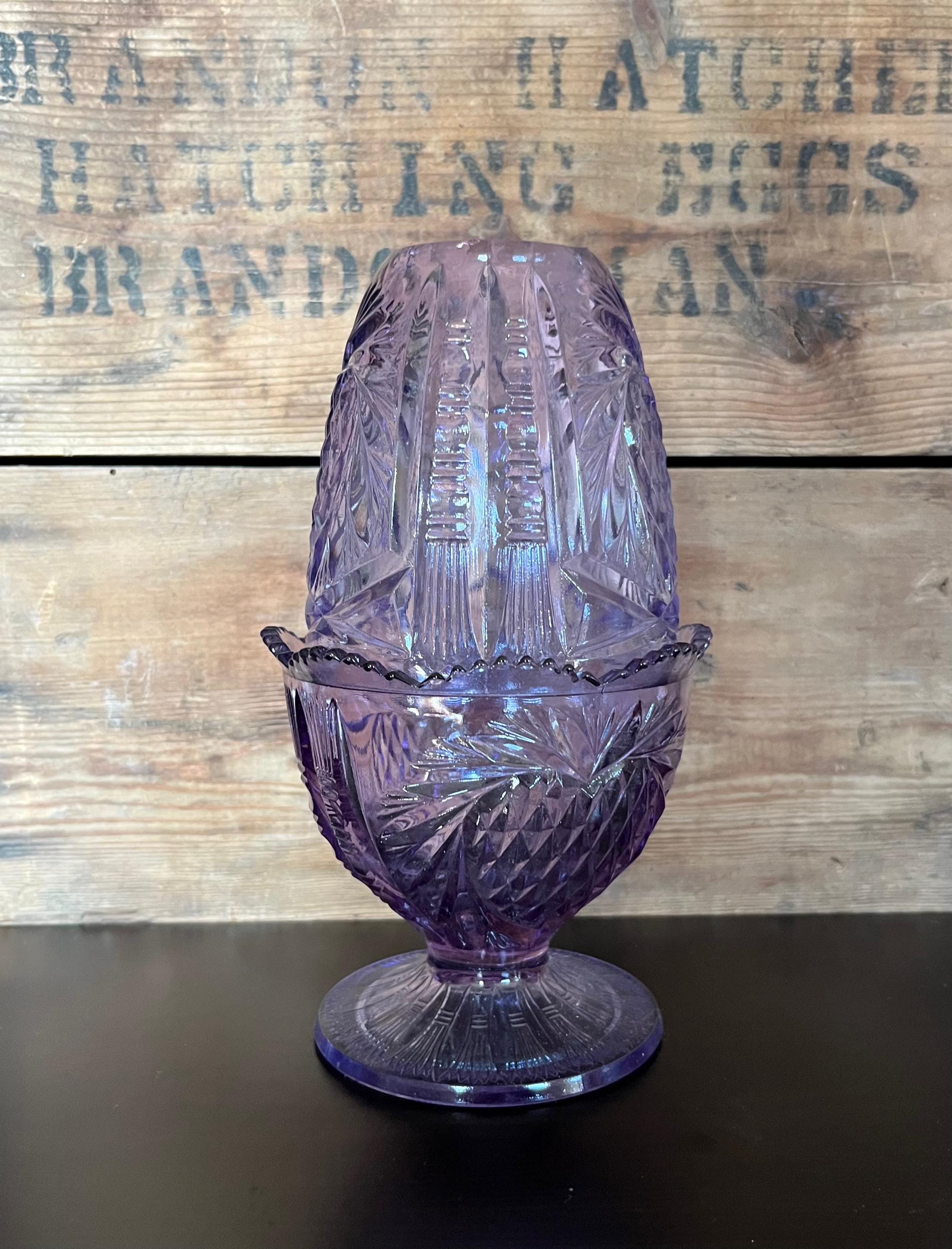 Vintage Fenton Pineapple Heart Purple Amethyst Wisteria Glass