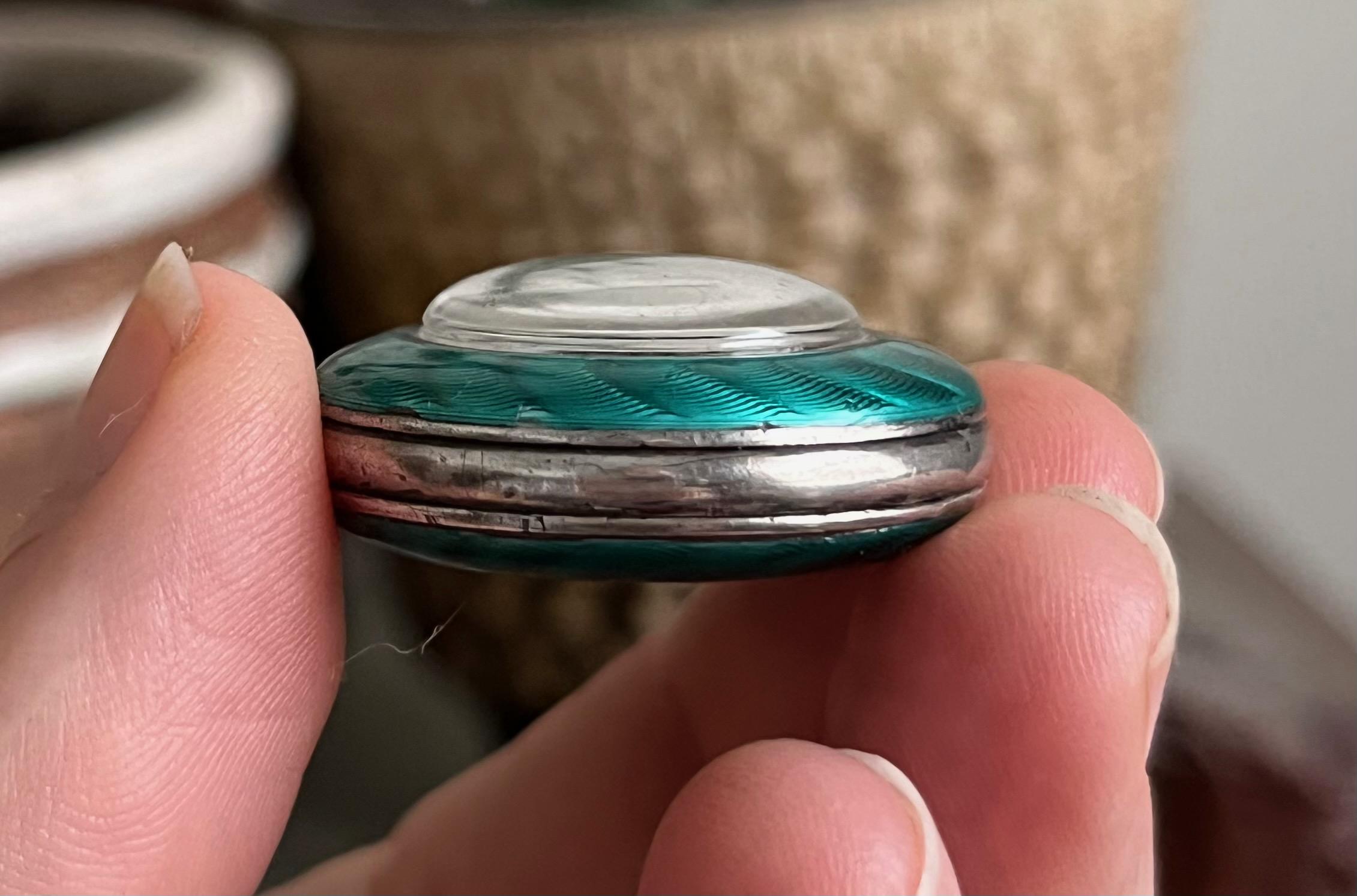 アンティーク グリーン ギョーシェ エナメル 935 シルバー 小型