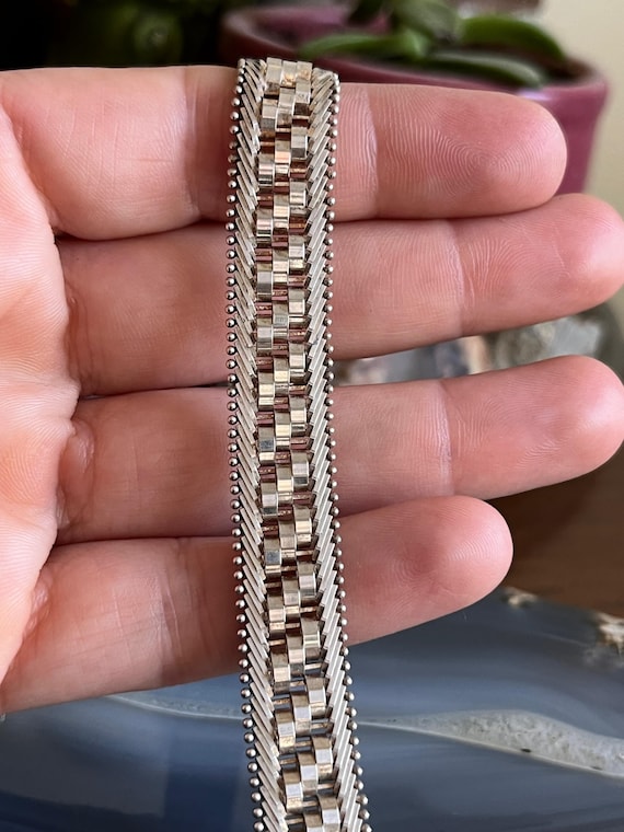 Vintage Italian Sterling Silver Riccio Chevron Link Bracelet - Etsy