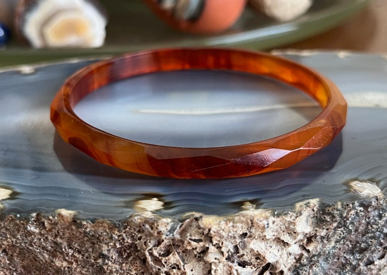 CHOICE Shades of Yellow Orange and Brown Diamond Faceted Bakelite Stacking Bangle Bracelets Tortoise Shell