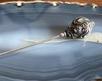 Antique Art Nouveau Sterling Silver Gibson Girl Hatpin Hat Pin
