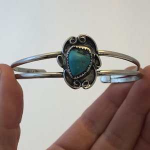 Vintage Southwestern Navajo Style 800 Silver Turquoise Bangle Cuff Bracelet