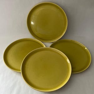 Set of 4 Vintage Russel Wright American Modern Chartreuse Dinner