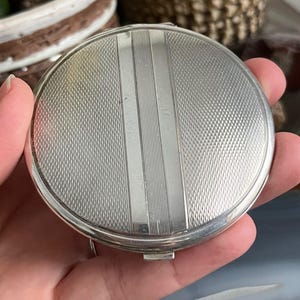 Vintage Vanity Art Deco Sterling Silver Powder Make Up Mirror Compact