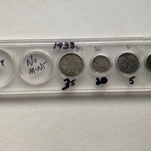 Vintage 1933 Canadian 80% Silver Coin Set