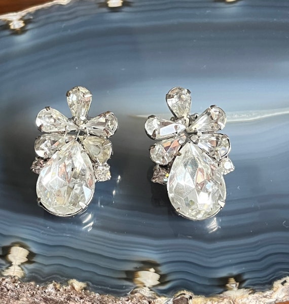 Longues boucles oreilles clips -cristal & strass -se portent à Paris