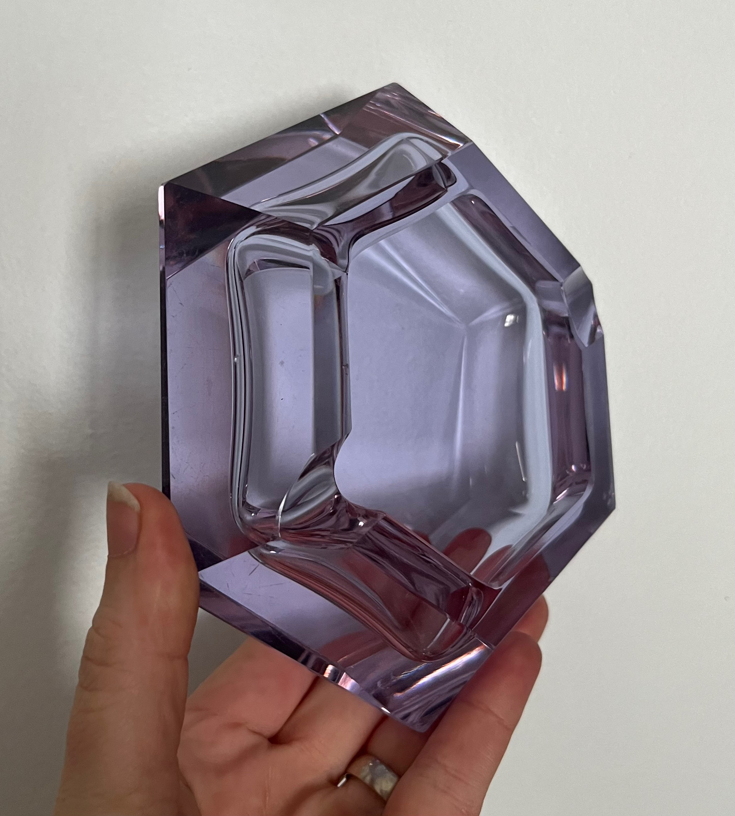 Vintage Art Deco Czech Moser Alexandrite Neodymium Glass Ashtray