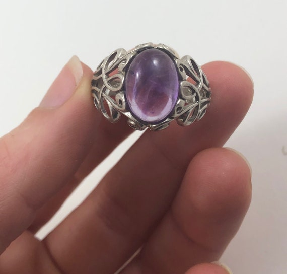 Beautiful Large Cabochon Amethyst in Sterling Sil… - image 1