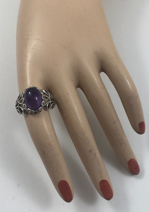 Beautiful Large Cabochon Amethyst in Sterling Sil… - image 2