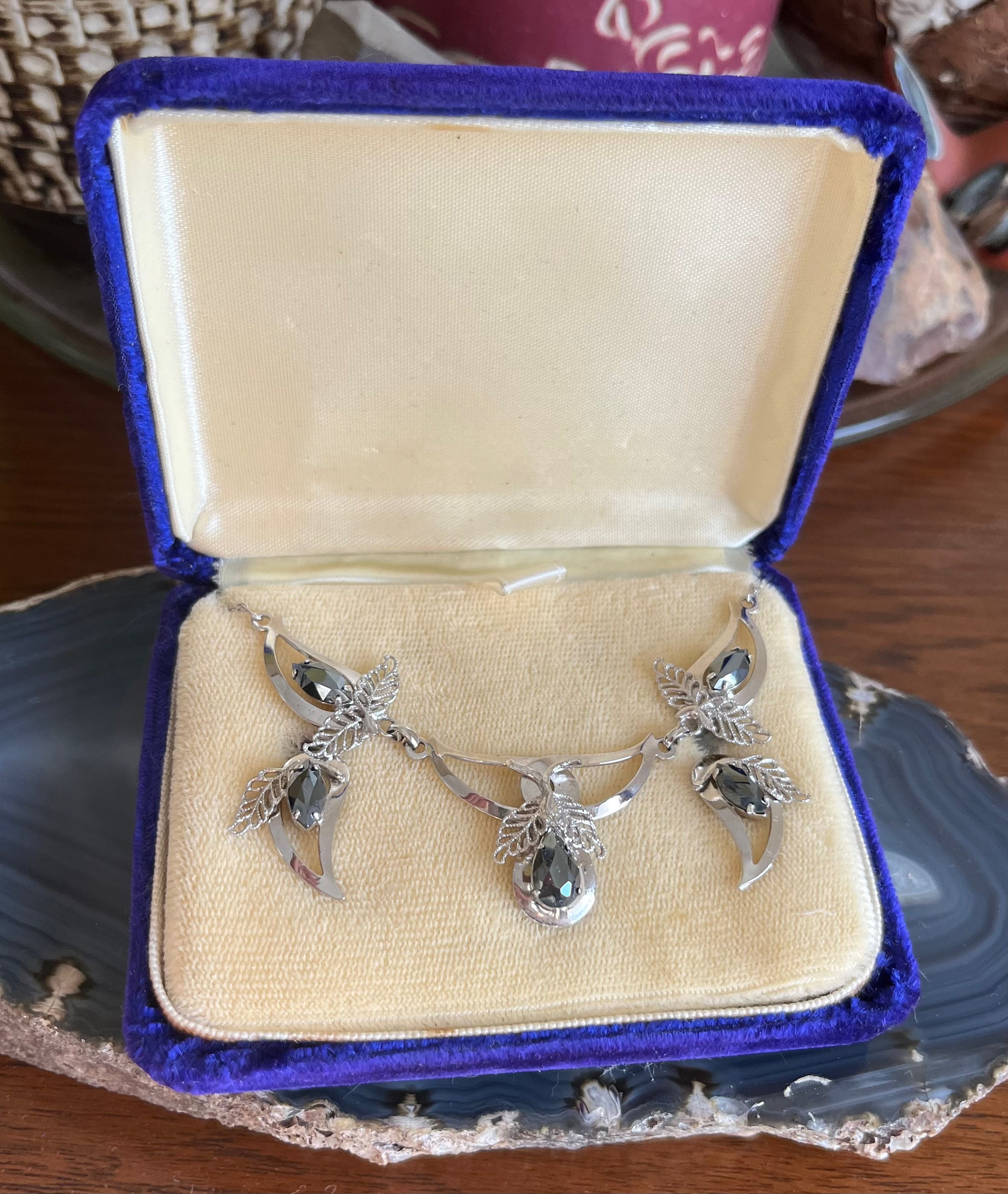 Vintage Mid Century Amsel Sterling Silver Filigree Black Alaskan