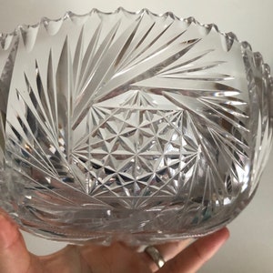 Antique ABP American Brilliant Period Cut Glass Bowl with Hobstars