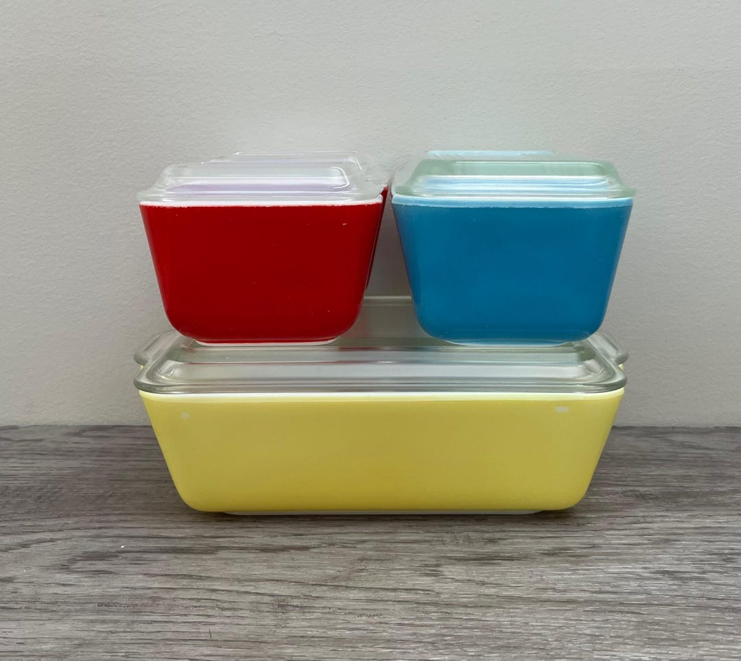 Vintage Pyrex Primary Colours Colors Refrigerator Dish Fridgies
