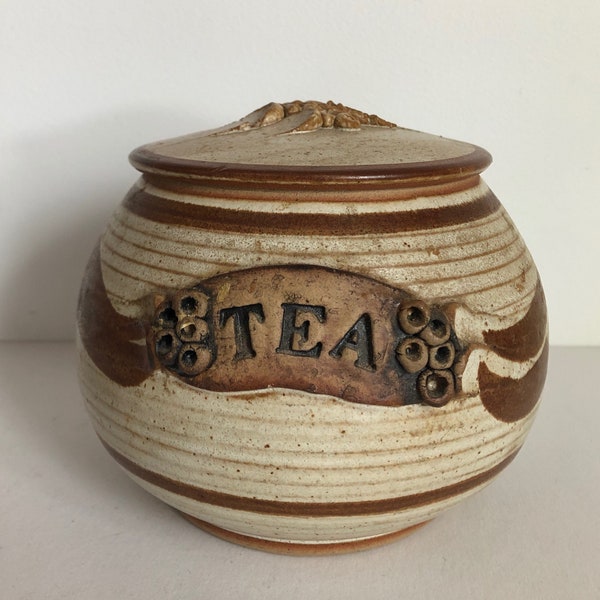 Vintage Handmade Canadian Studio Pottery Stoneware Tea Jar Canister