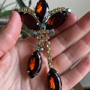 Vintage Root Beer Zitrone und A / B Strass Baumeln Brosche Möglicherweise D & E-Juliana