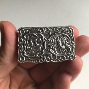 Fancy Repousse Vintage 1978 Birmingham Sterling Silver Snuff Pill Trinket Ring Jewellery Box Cherubs