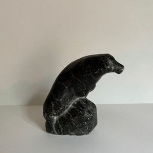 Vintage Mid Century Primitive Soapstone Canadian Inuit Eskimo Art Carving Seal Dated 1973