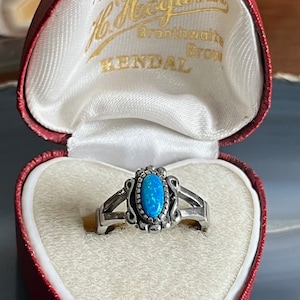 Vintage südwestlichen Navajo-Stil Sterling Silber Damenring mit Opal