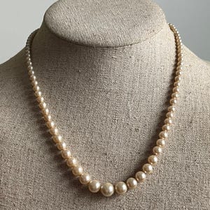 Vintage Graduated Faux Pearl Necklace with Sterling Silver Clasp