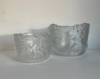 Vintage Kosta Boda Rhapsody by Kjell Engman ''Dancing Couple'' Swedish Glass Bowls