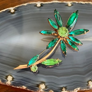 1960s Austrian Green Rose Rhinestone Brooch - Etsy