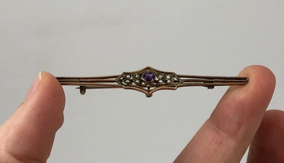 Antique Victorian Era 9ct Gold Amethyst Seed Pear… - image 3