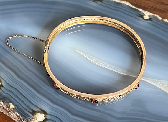 Antique Victorian Gold Filled Paste Ruby Small Ch… - image 3