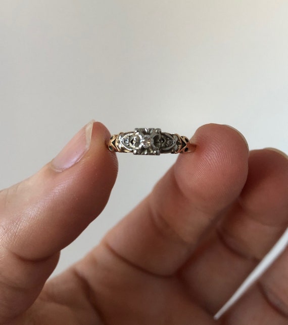 Vintage 1940s 14K and 18K White and Yellow Gold Di
