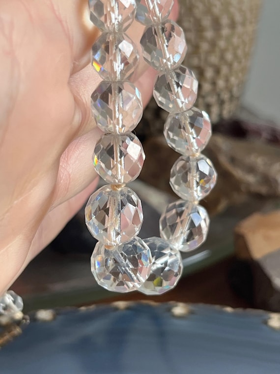 Collier Ancien En Perles Et Cristal Faceté - Occasion - Vintage