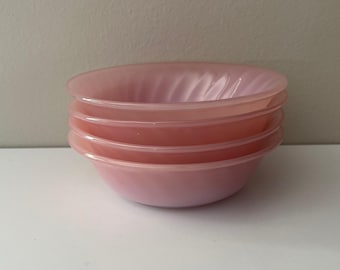 Set of 4 Vintage Fire King Pink Swirl 9