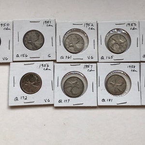 Vintage 1950s Complete Set of Canadian 80% Silver Quarters