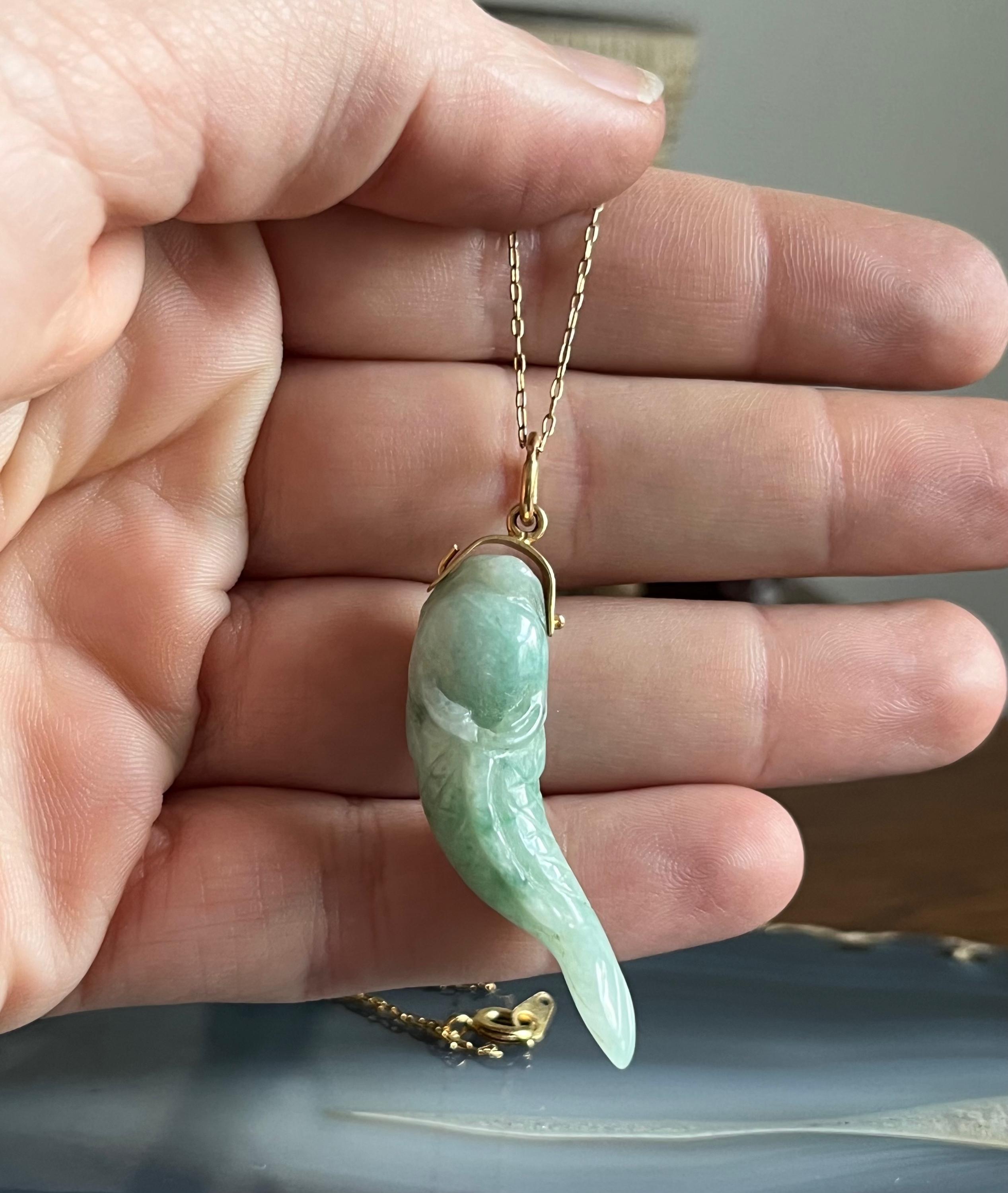 ヴィンテージ 18K ゴールド ジェダイト 鯉 ペンダント - Etsy 日本