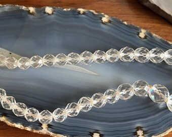 Collier Vintage En Perles De Cristal à Facettes - Bijou Ancien Rare Et Magnifique
