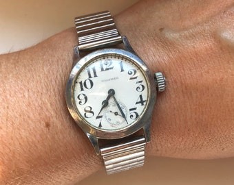 Antique No 165 Model 1907 Circa 1914 Waltham Size 0s 15 Jewel WW1 Trench Wristwatch Wrist Watch Nickel Case