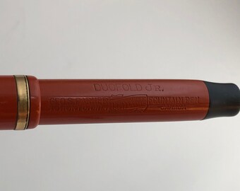 Antique 1920s Parker Duofold Lucky Curve Junior Red Orange Black