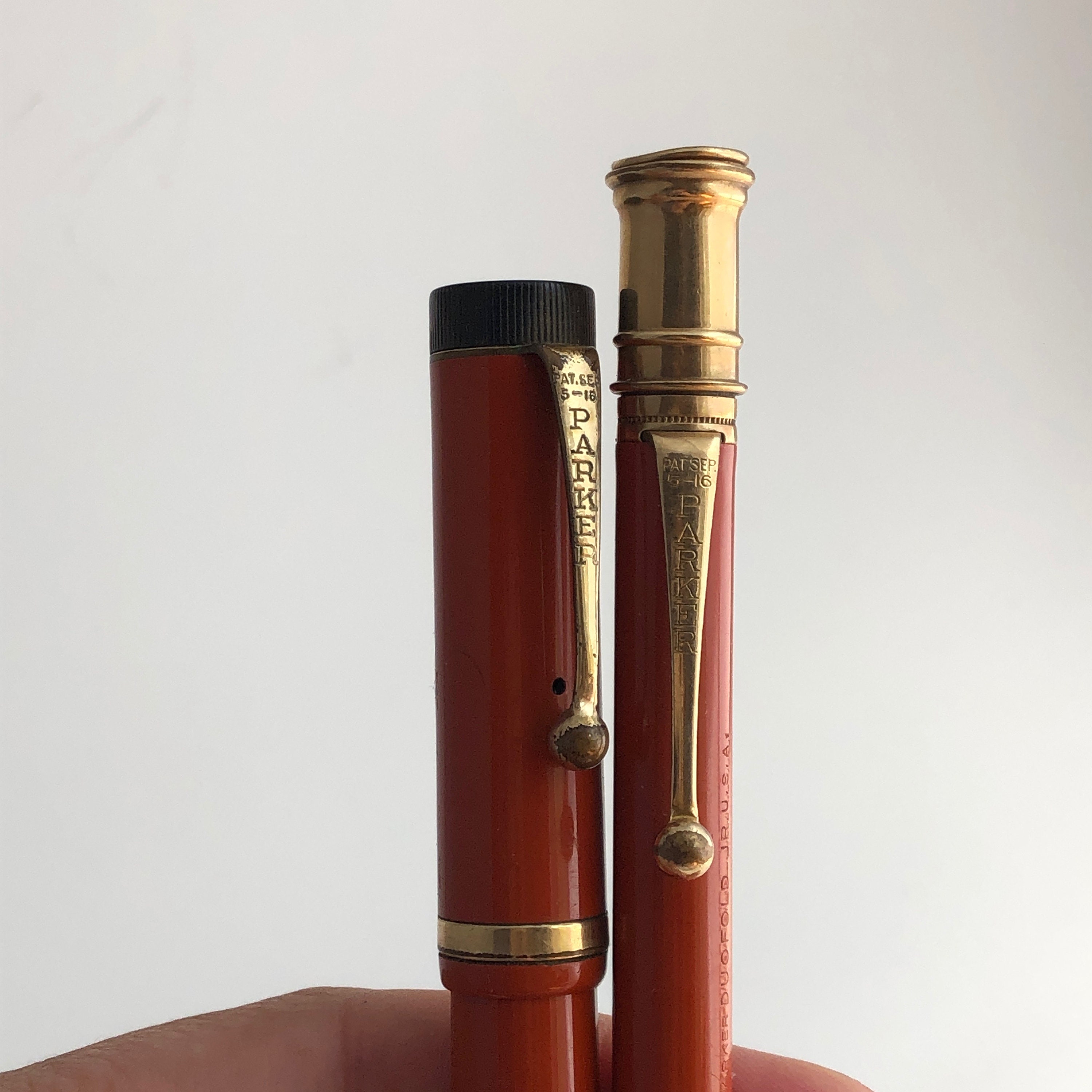 Antique 1920s Parker Duofold Lucky Curve Junior Red Orange Antique 1920s Parker Duofold Lucky Curve Junior Red Orange