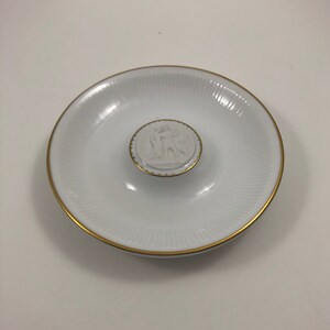 Vintage White Porcelain Bing and Grondahl Classical Greek Mythology Themed Ashtray Pin Dish Ring Tray